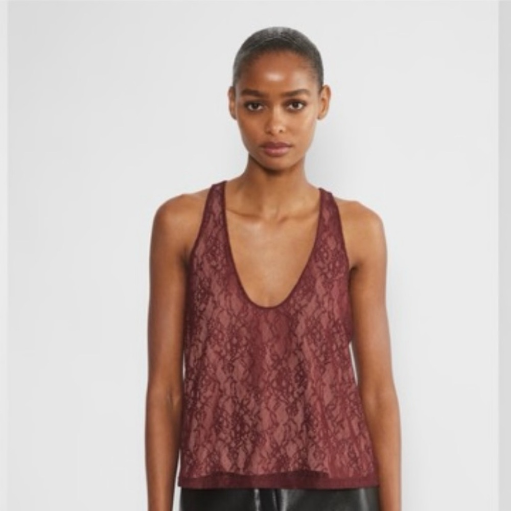 Aritzia Burgundy Lace Tank Top